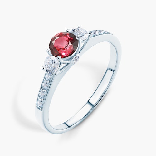 Pierścionek zaręczynowy Dream: białe złoto, rubin